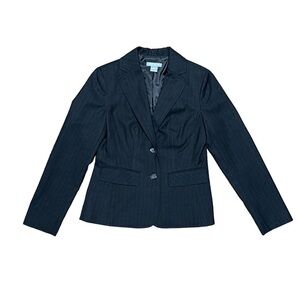 Ann Taylor Career Gray Pinstripe Blazer Women Size 2